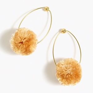 J Crew Tan Raffia Pom Pom Earrings